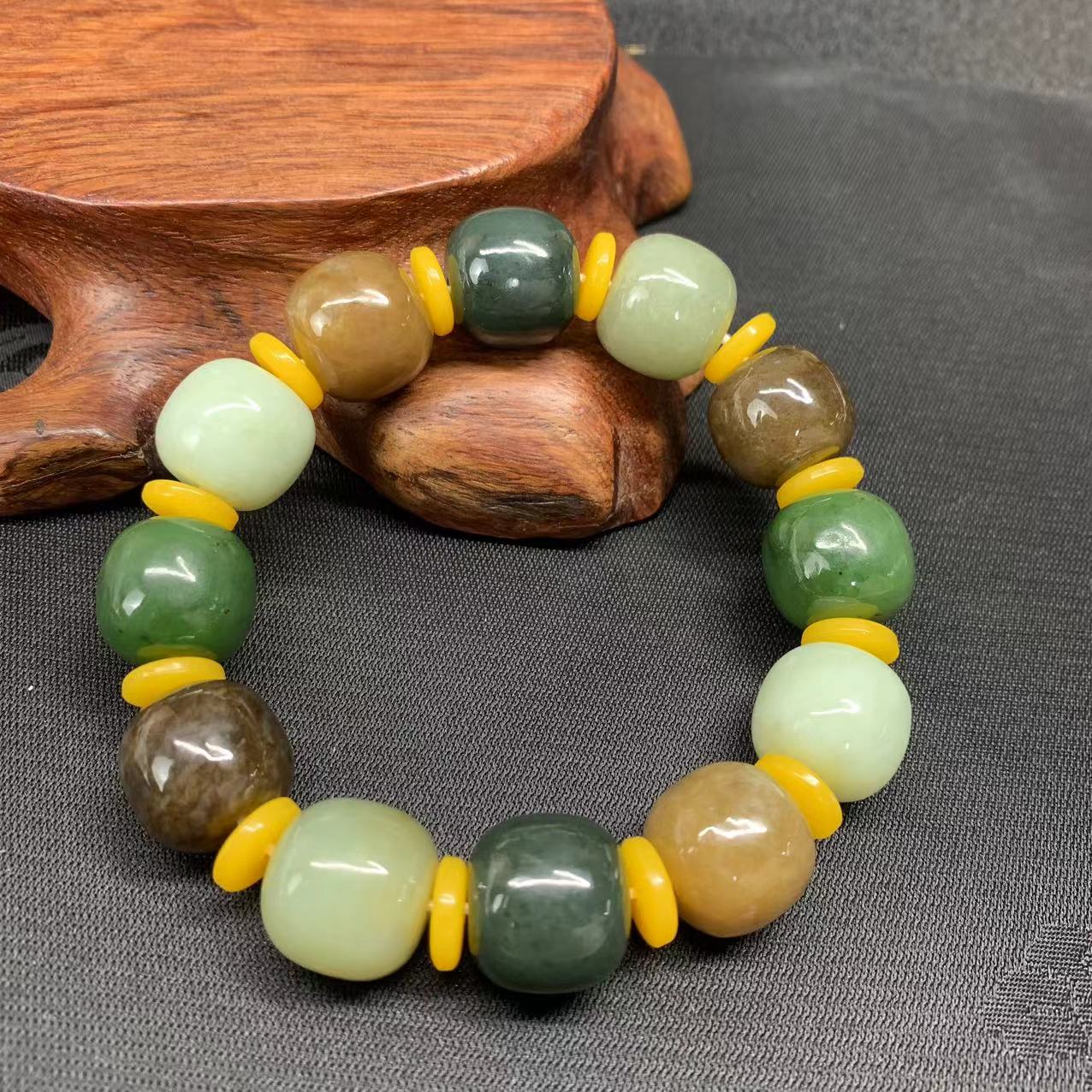 【山东玉石】607007和田玉多宝桶珠手串百搭 顺丰包邮多样性发其一