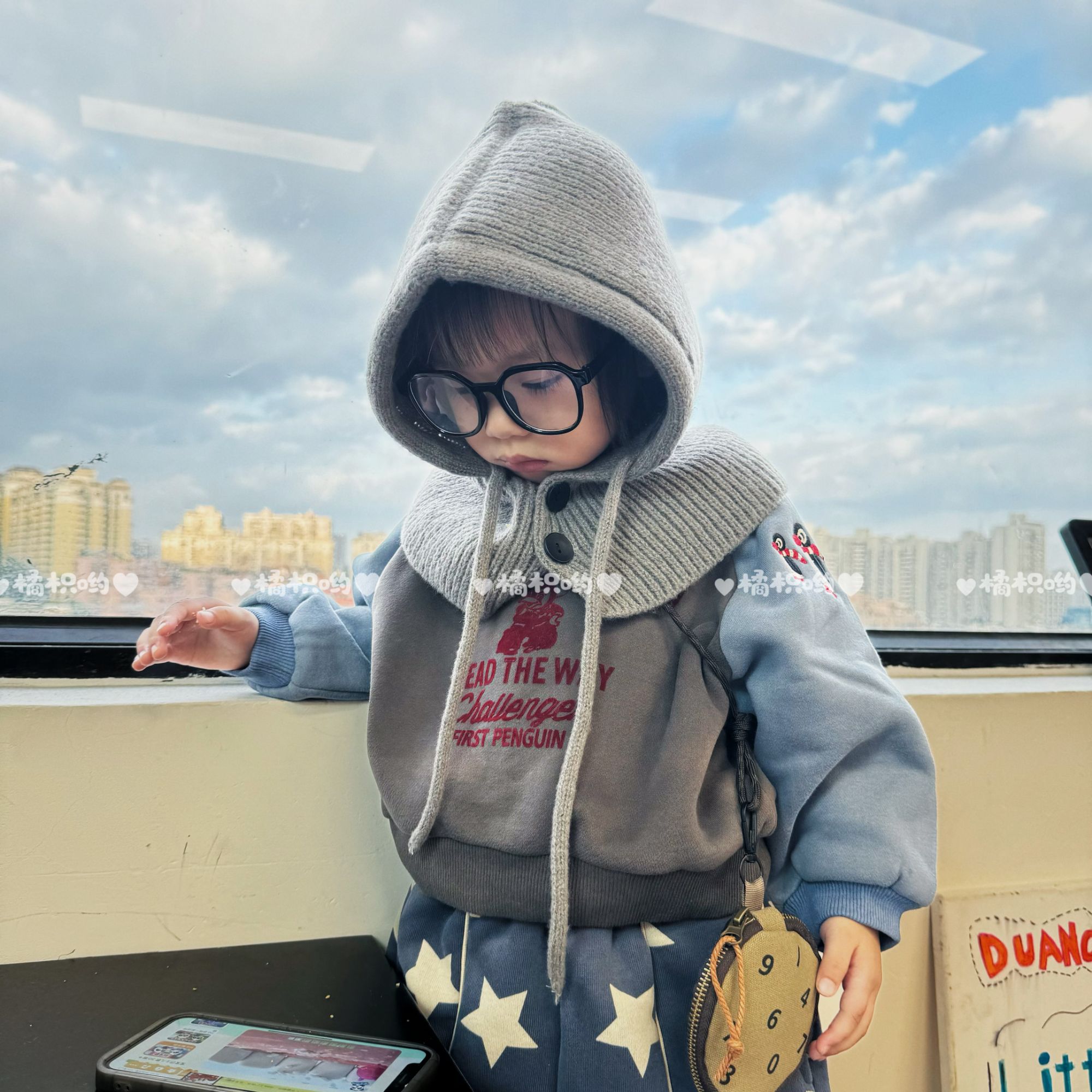 【橘枳哟】加绒刺绣植绒企鹅卫衣