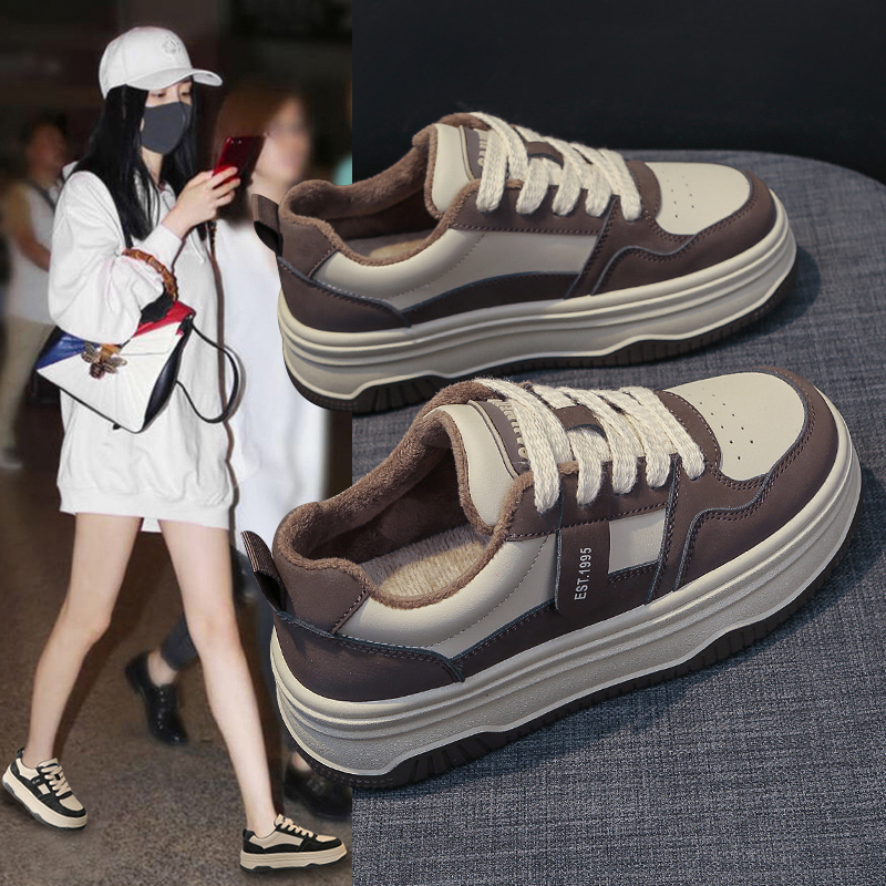 回力瑞厚底小白鞋女2023冬季新款加绒百搭松糕板鞋学生休闲运动鞋