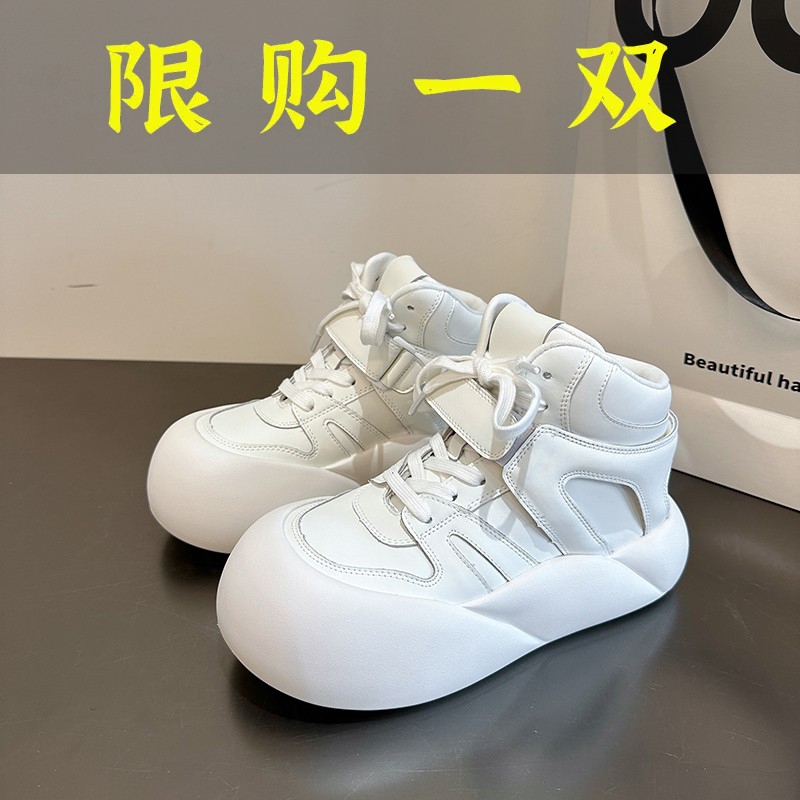 百丽纯爱大头高帮丑萌面包鞋女2023秋冬新款厚底轻便时尚潮流百