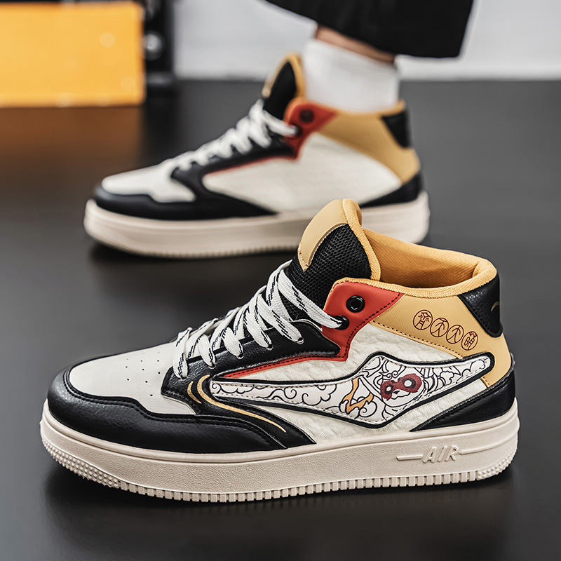 秋冬黑神话悟空高帮皮面板鞋男齐天大圣休闲德训鞋直播运动小白鞋