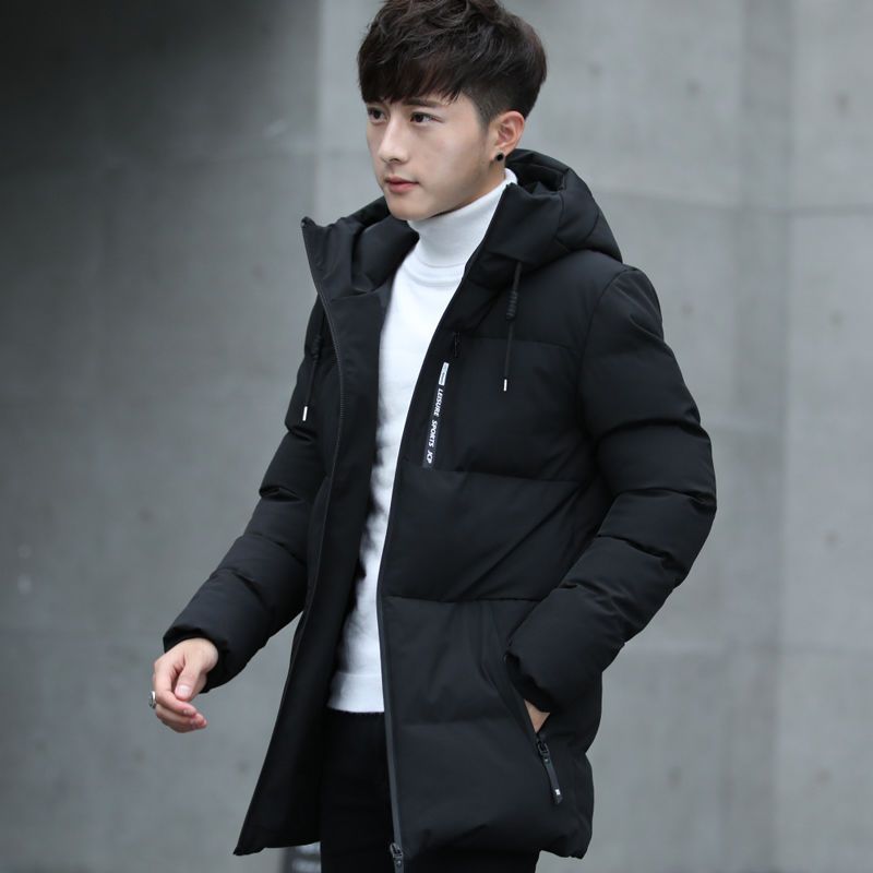 CxcvcK爆款冬季中长款羽绒服男士外套加厚棉衣男潮流修身保暖连帽