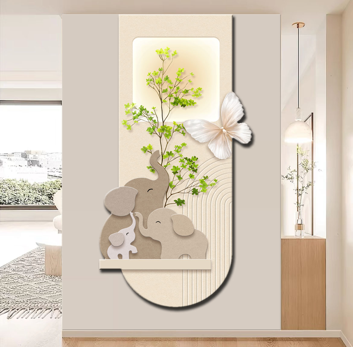 D178吉祥如意玄关装饰画现代简约绿植过道小清新楼梯挂画捡漏