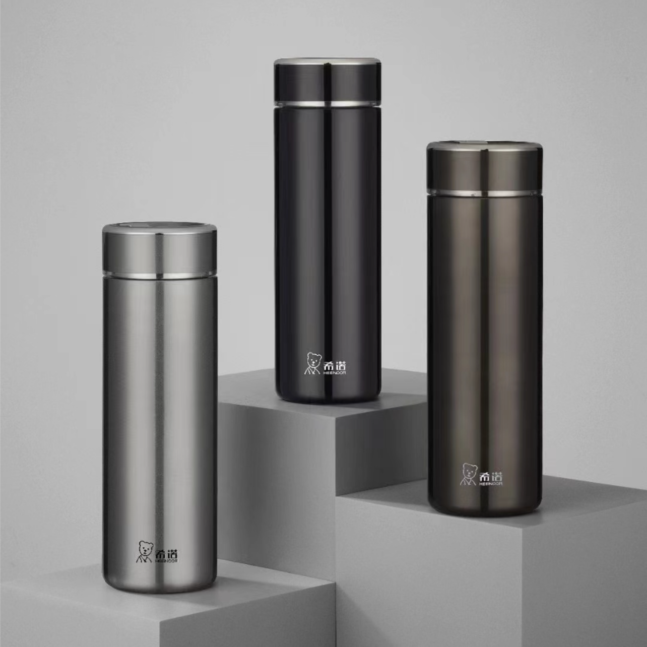 希诺男女士提环大容量保温杯304不锈钢真空商务带滤网便携泡茶杯