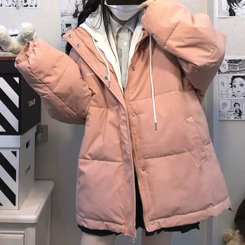 粉团儿14中学生羽绒服15女生冬季棉服新款面包服13大童韩版宽松棉