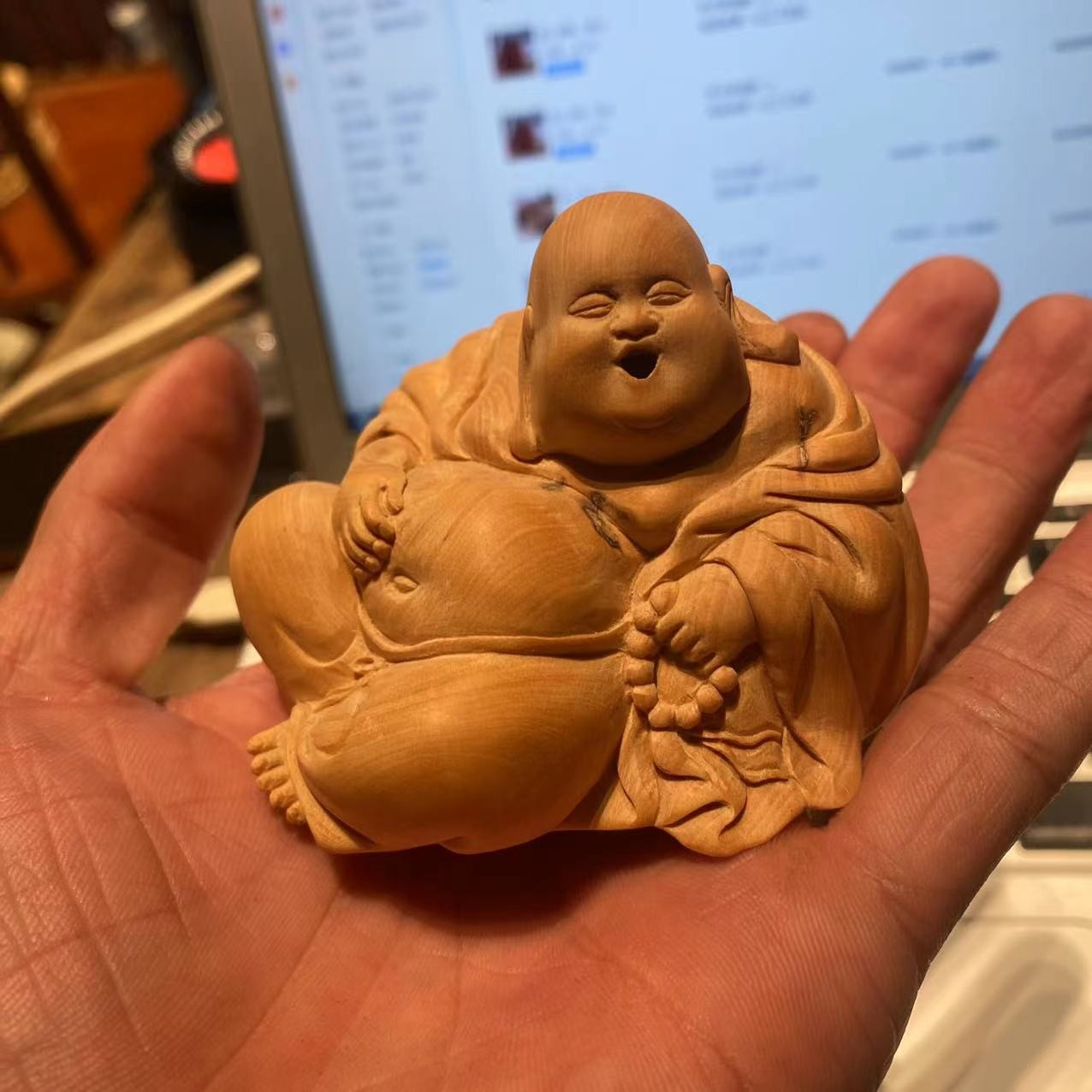 山工手作   弥勒香炉手把件