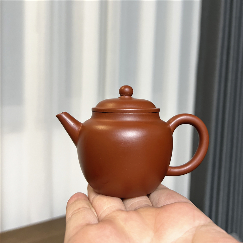 陶一茶器【120cc大红袍匏尊壶】紫砂壶朱泥手工手拉壶大红袍泡茶壶
