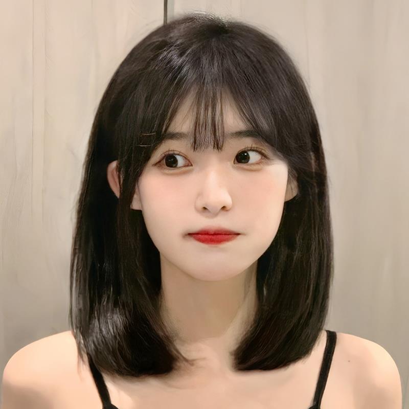 假发女短发自然全头套式仿真发全真人发时尚减龄锁骨发整顶假发套