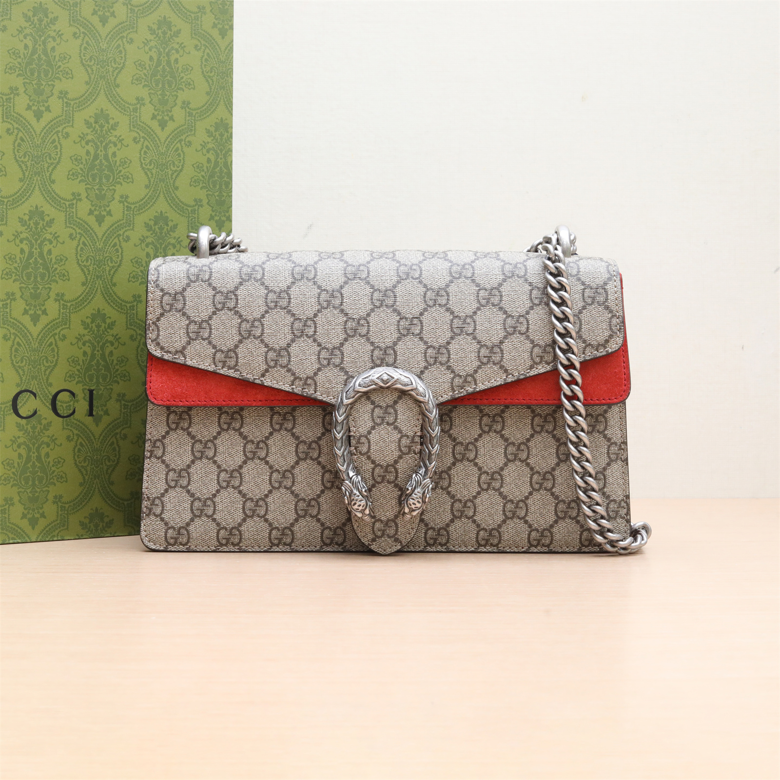 95新 GUCCI/古驰 Dionysus 酒神斜垮包 中号 28 红色 P244174078