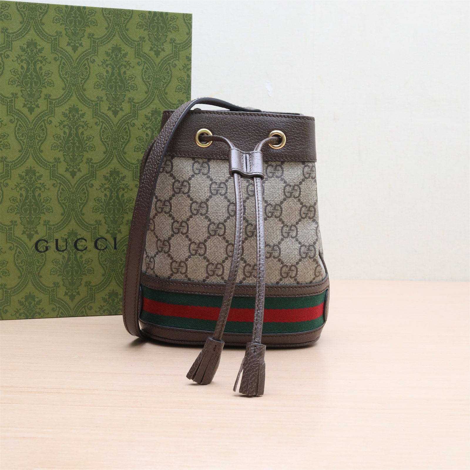 99新 GUCCI/古驰 Ophidia 抽绳水桶包 斜挎包 P224520449