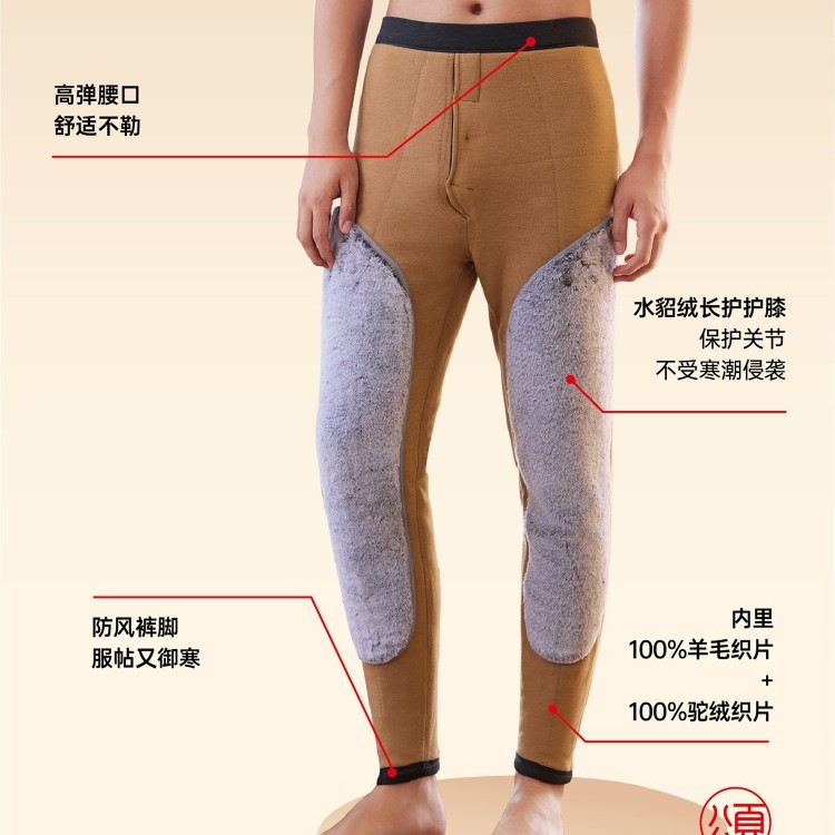 斯丽芬58466特厚羊毛织片+驼绒织片保暖男裤