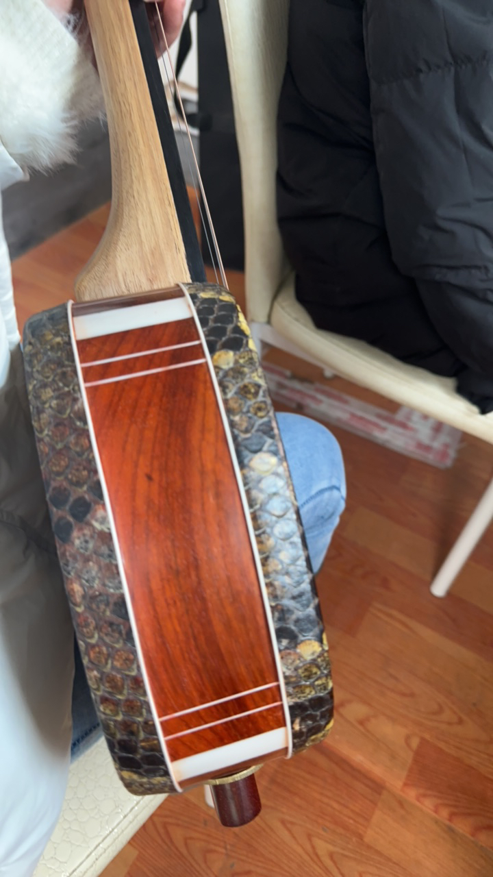 红花梨琴鼓黑檀贴面大三弦