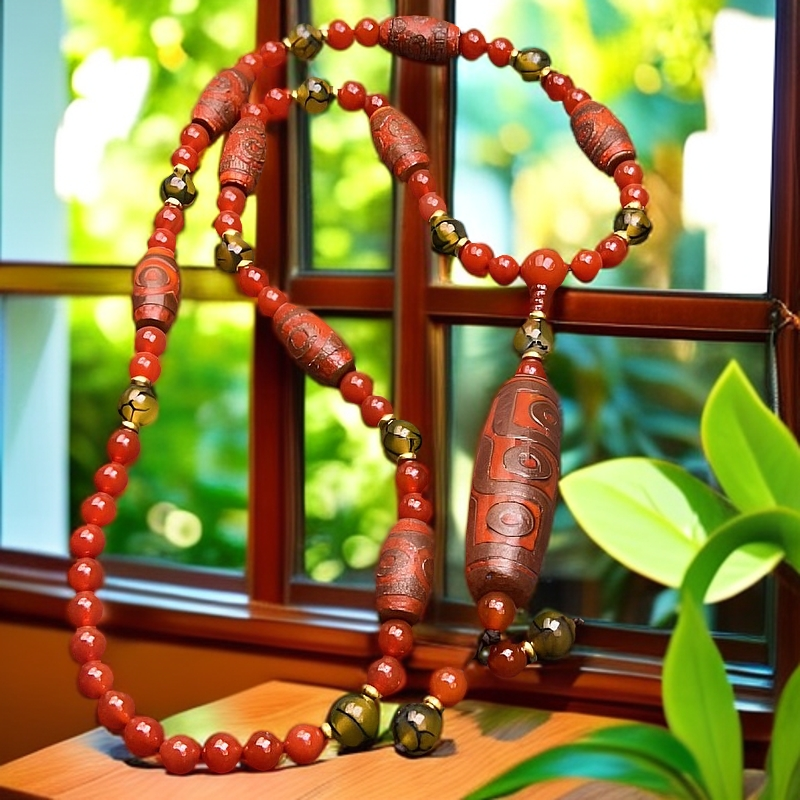 玛瑙项链，高油九眼珠，搭配三眼全株链