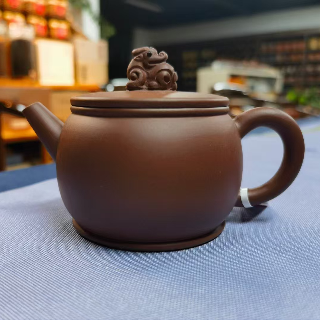 龙汉瓦200cc大容量纯手工全手工大红红泥仿古壶柱础井栏壶清水泥