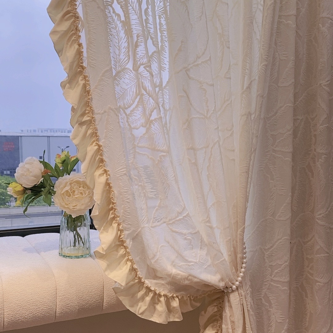 伍陆柒家居软装网红新款窗纱成品百搭浮雕纱卧室客厅纱工厂直播