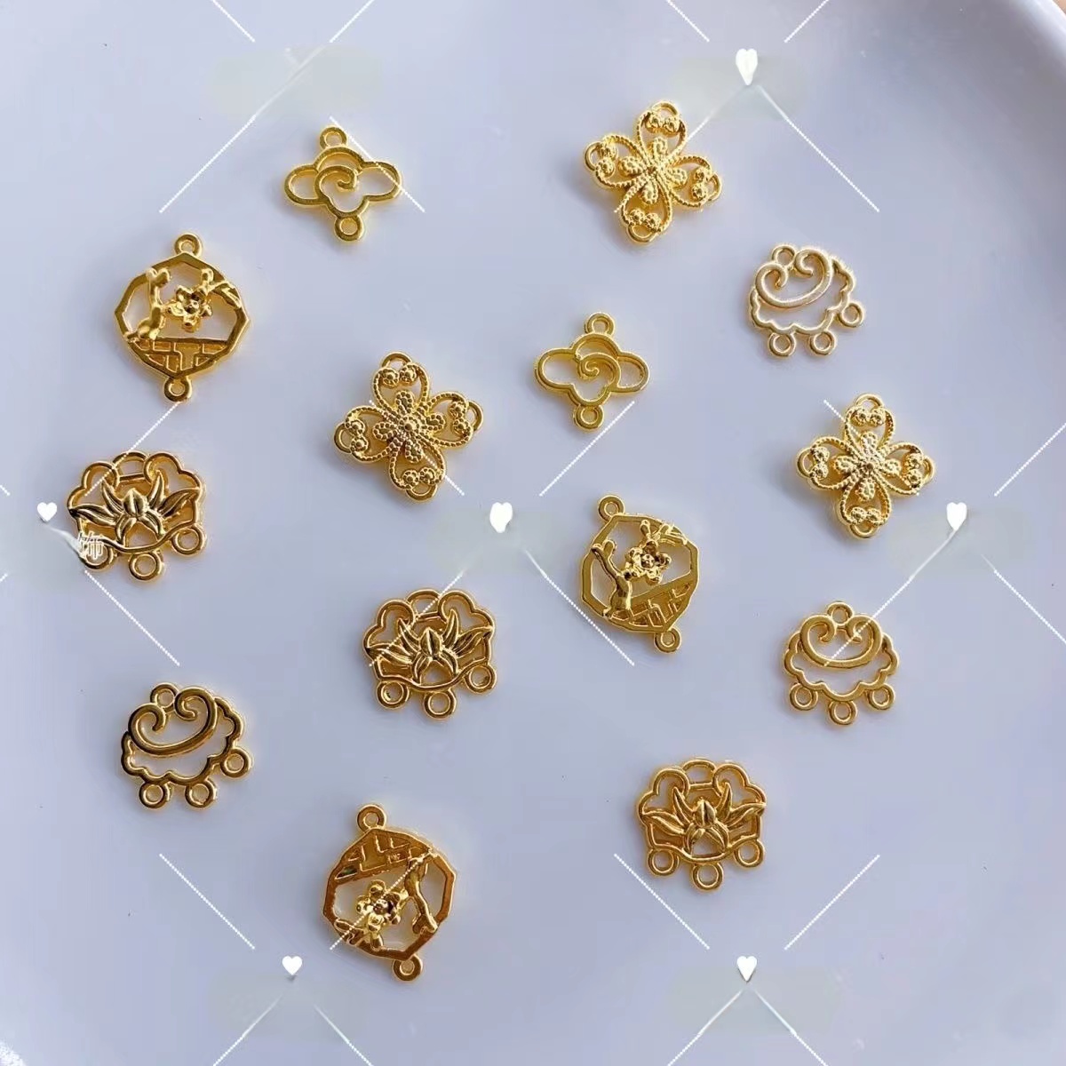 混款电泳保色合金花片diy古风配件发簪步摇头饰材料 自制饰品