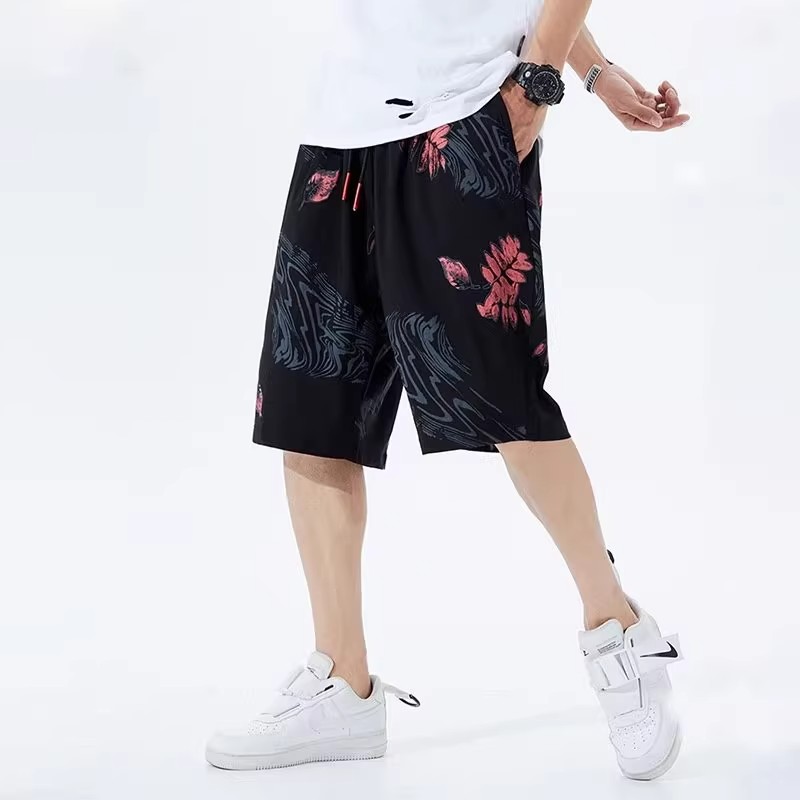 加肥加大码五分裤男夏沙滩薄款速干冰丝大裤衩肥佬外穿宽松运动裤