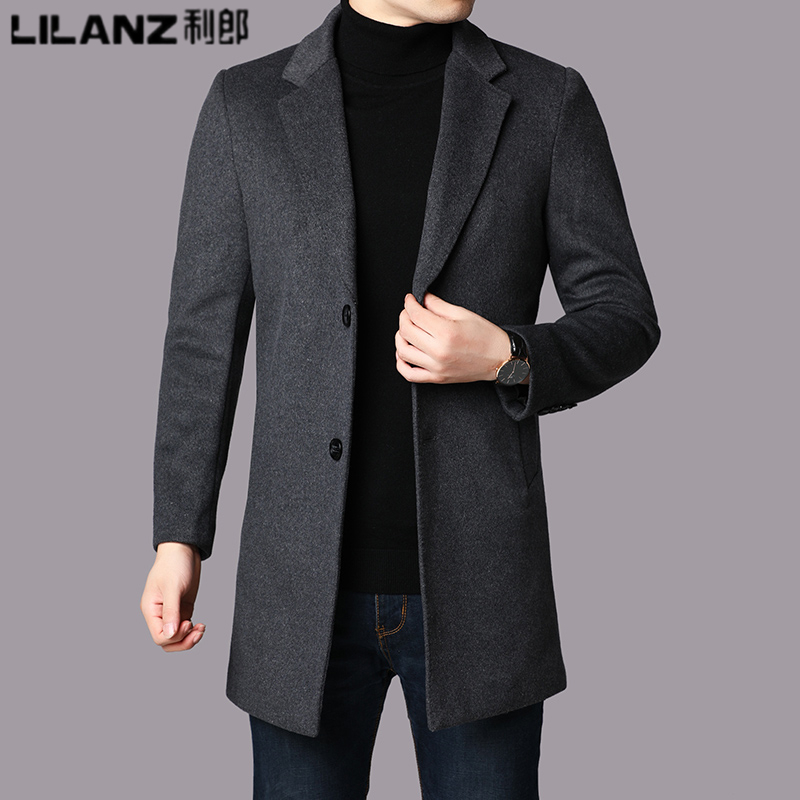断码利郎男装毛呢大衣男中长秋冬厚款夹克双面呢长款外套休闲
