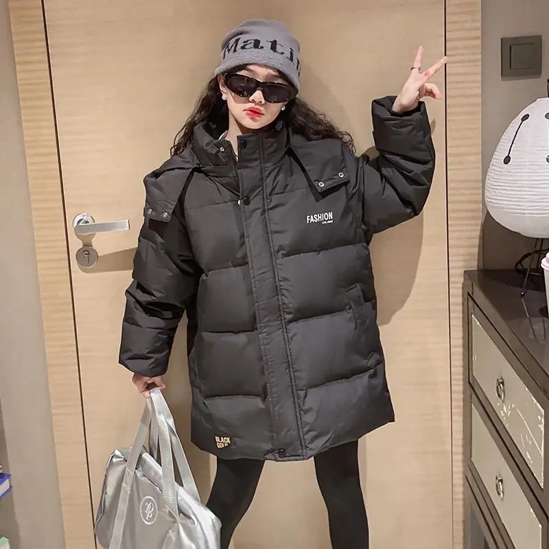 儿童羽绒服女童中长款2023新款洋气女孩中大童冬季加厚童装外套潮