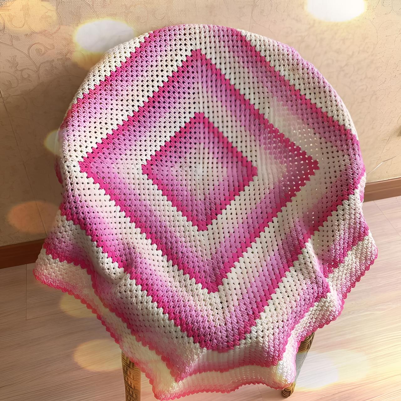 果果编织手作樱花毯柔肤棉钩织便携手工diy毯子材料包  不是成品