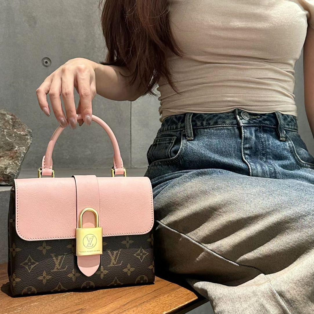 95新 LouisVuitton/路易威登 梵·粉锁BB/locky bb手提包/全原95新