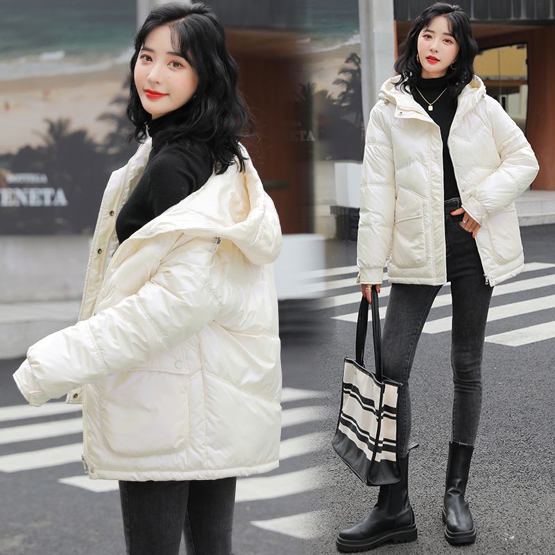 免洗羽绒服女冬季2023新款亮面短款外套加厚韩版宽松羽绒服大