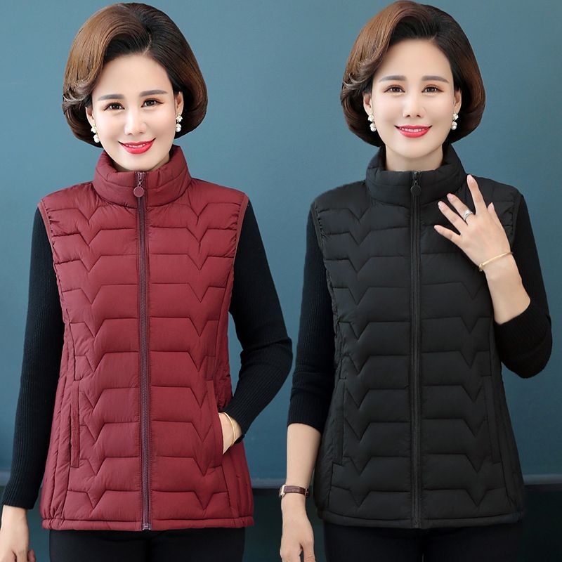 中老年人羽绒服马甲女冬2019新款中年妈妈装背心时尚外穿春秋