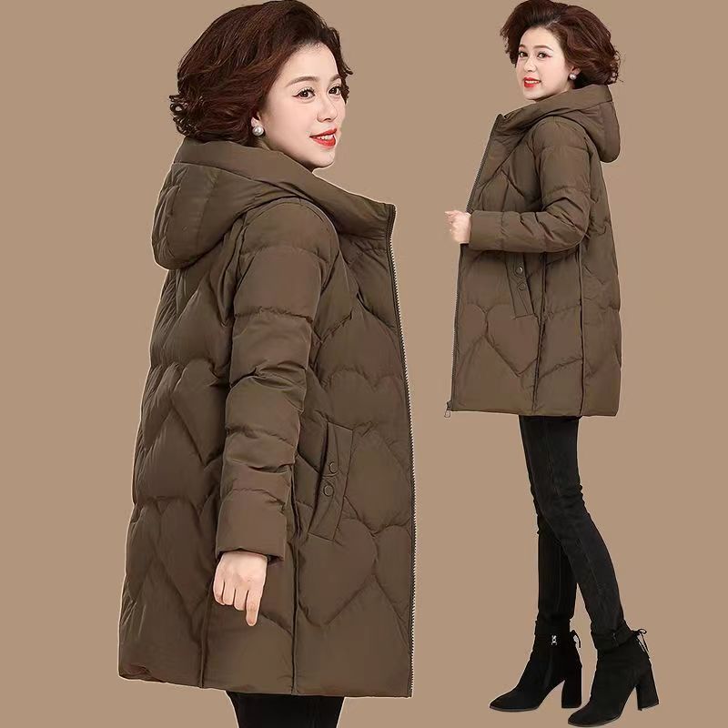 妈妈羽绒羽绒服中长款大码2023新款老年人羽绒服中老年女冬装