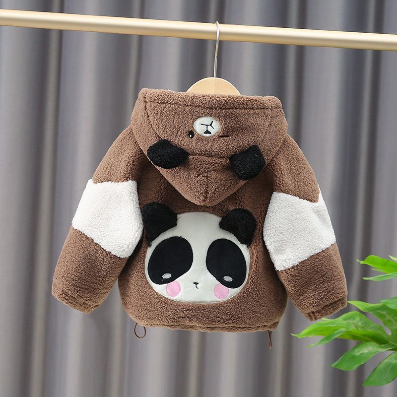 [贝]宝宝加绒外套秋冬男儿童羊羔绒上衣婴儿洋气女童冬装加厚韩版