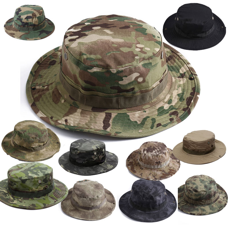 迷彩奔尼帽户外圆边帽男防晒太阳帽遮阳帽夏季骑行登山钓鱼渔夫帽