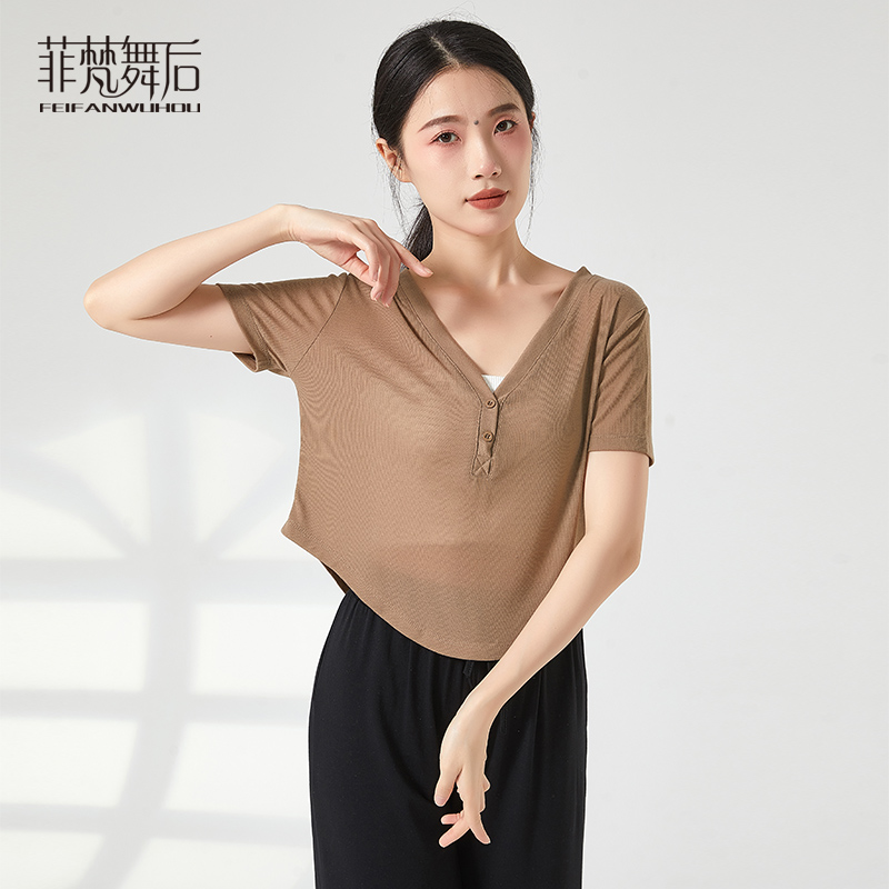 菲梵舞后舞蹈服上衣女夏季现代宽松罩衫中国古典成人跳舞练功服