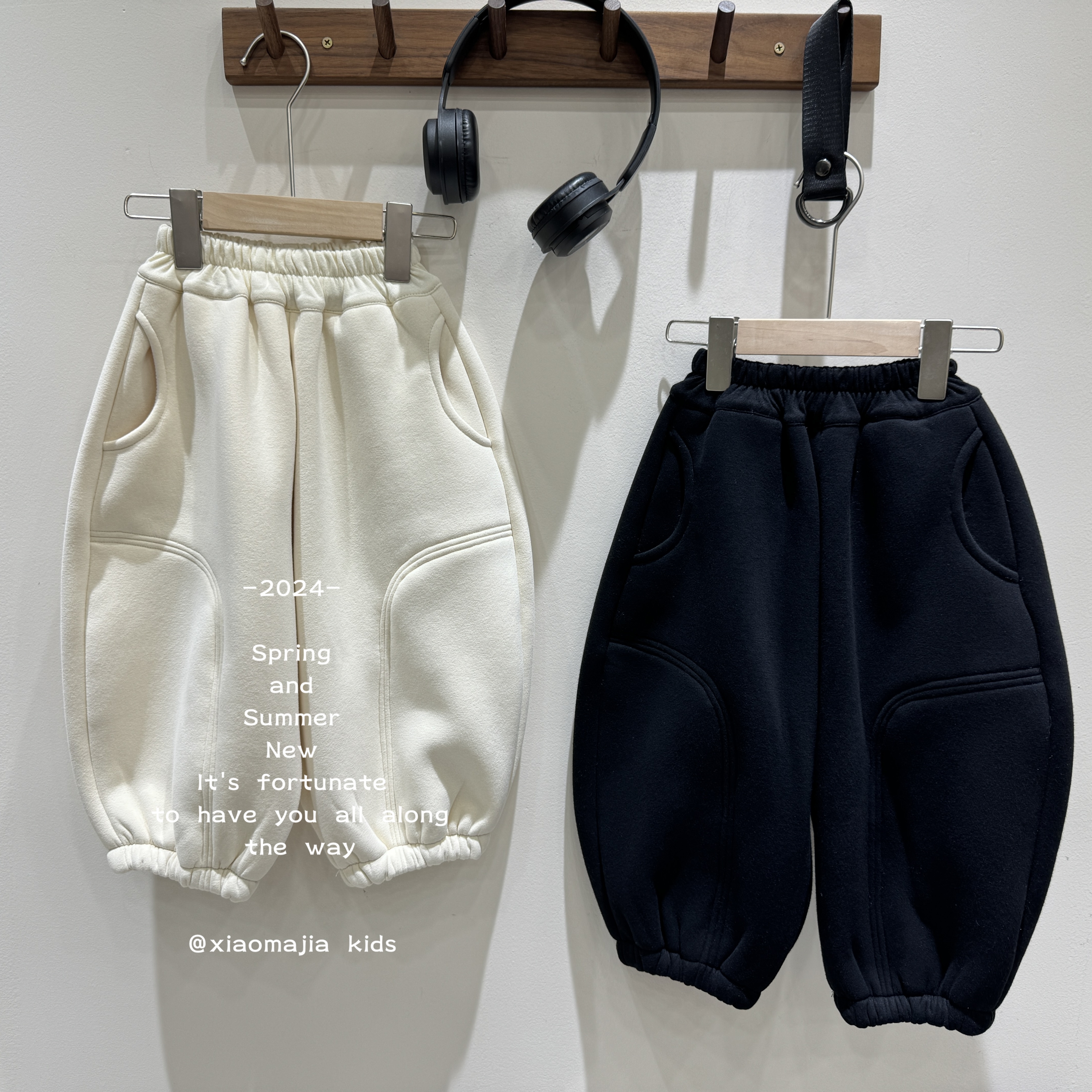 现货-冬季加绒一体绒加厚糕糕绒卫裤D-3571韩版宽松松紧口男女童