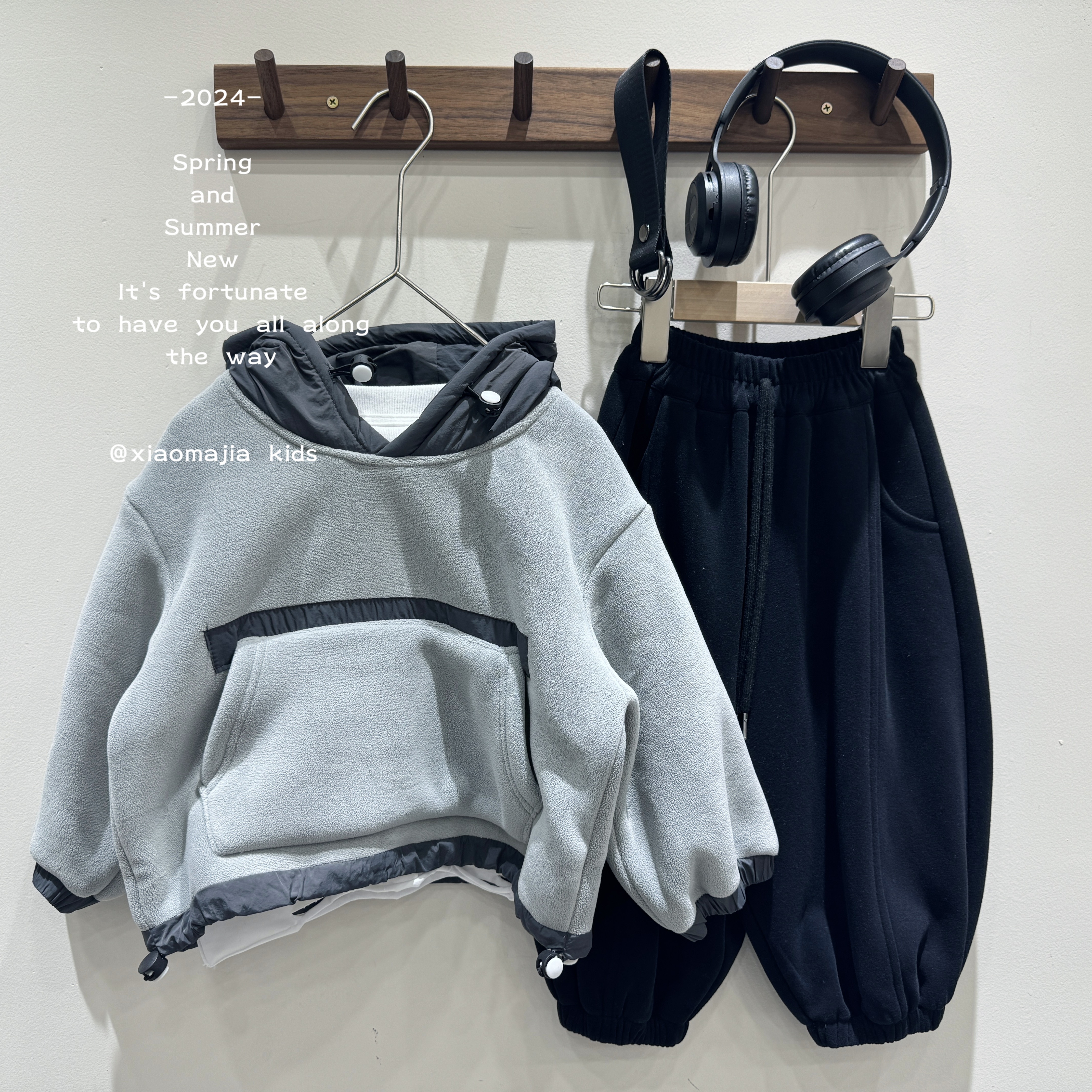 现货-儿童秋冬季加绒外套保暖D-3035连帽糕糕绒加厚外套男女款