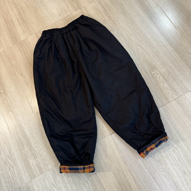 【程程家】82169 夹棉棉裤女2025冬松紧高腰显瘦宽松休闲保暖加厚