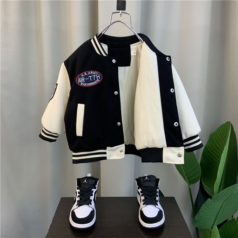 童装男童秋装棒球服外套2023新款洋气宝宝春冬季韩版儿童帅气衣服