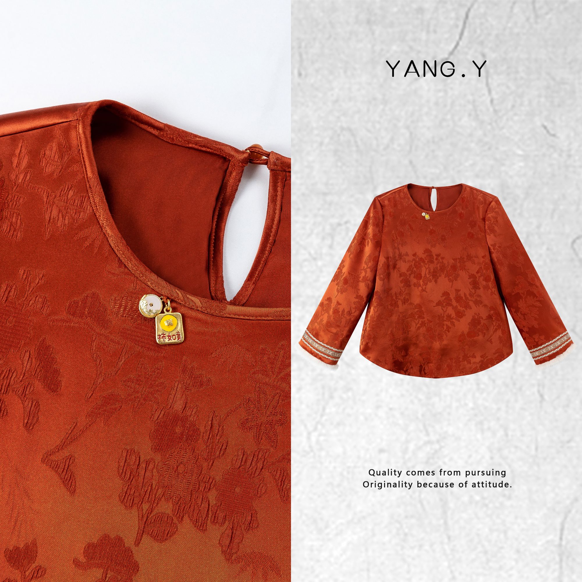 YANG.Y- 深圳原创新中式郭峰女装桑蚕丝水貂毛夹棉上衣91013