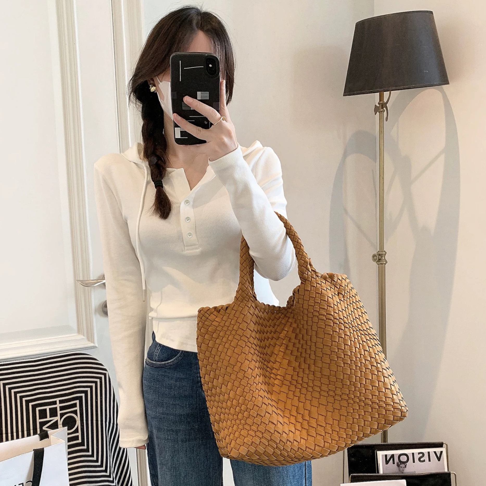 樊范儿-2025简约纯色连帽长袖T恤秋季新款女装显瘦休闲上衣-24581