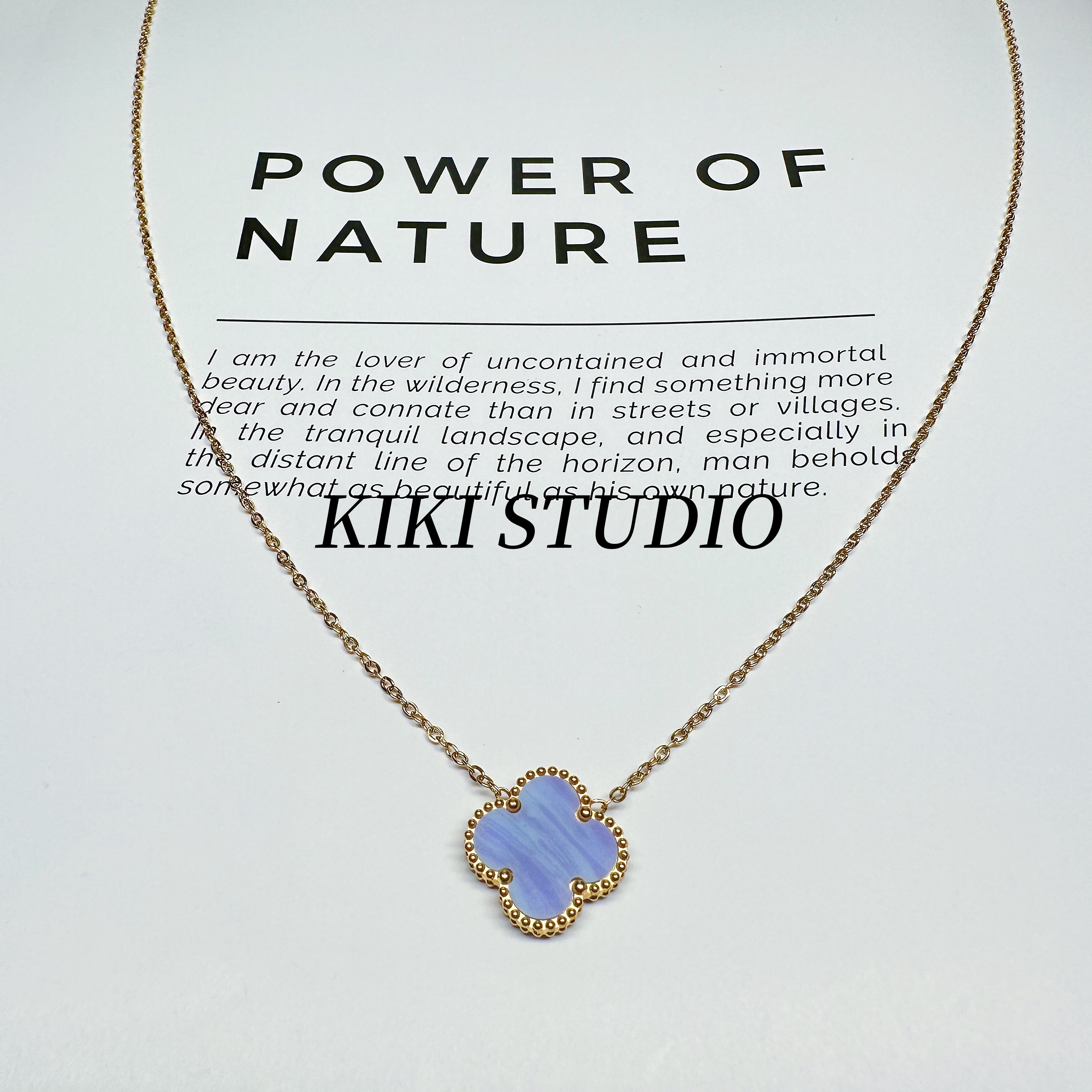 钛钢珐琅吊坠 时尚轻奢气质百搭四叶花朵项链