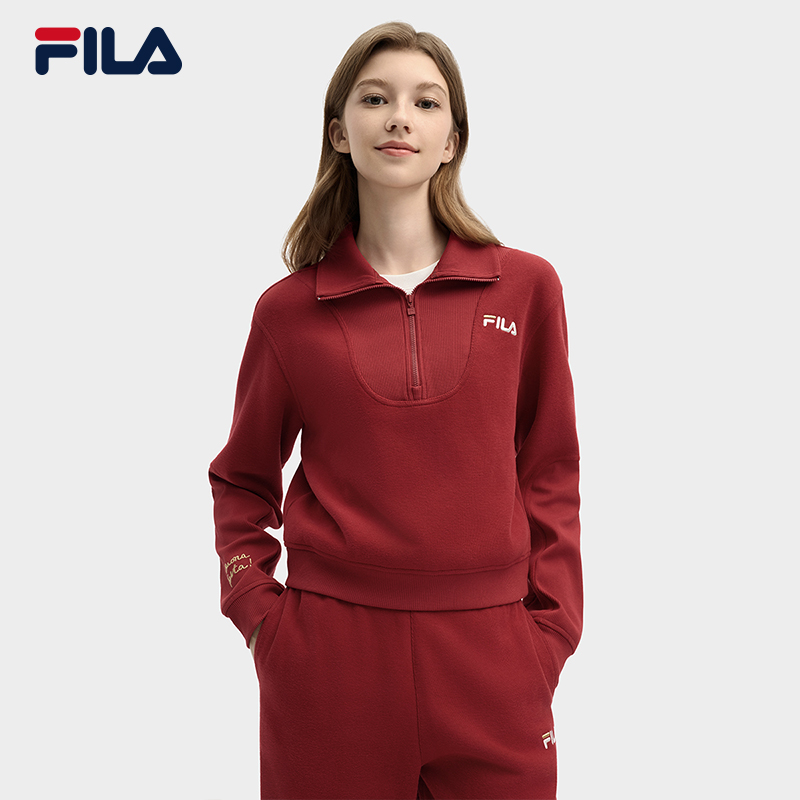 Fila/斐乐2025新年款半拉链长袖卫衣时尚运动套头长袖F11W519217F