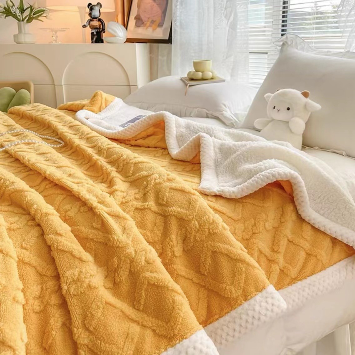 【黄复合】150加厚被子午睡毯珊瑚绒毛毯被