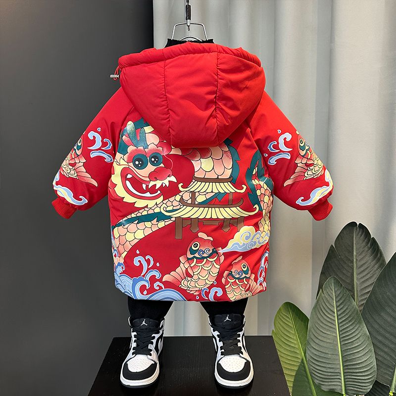 男童加厚棉服2024新款儿童拜年服保暖棉衣冬季女童棉袄中国风冬季
