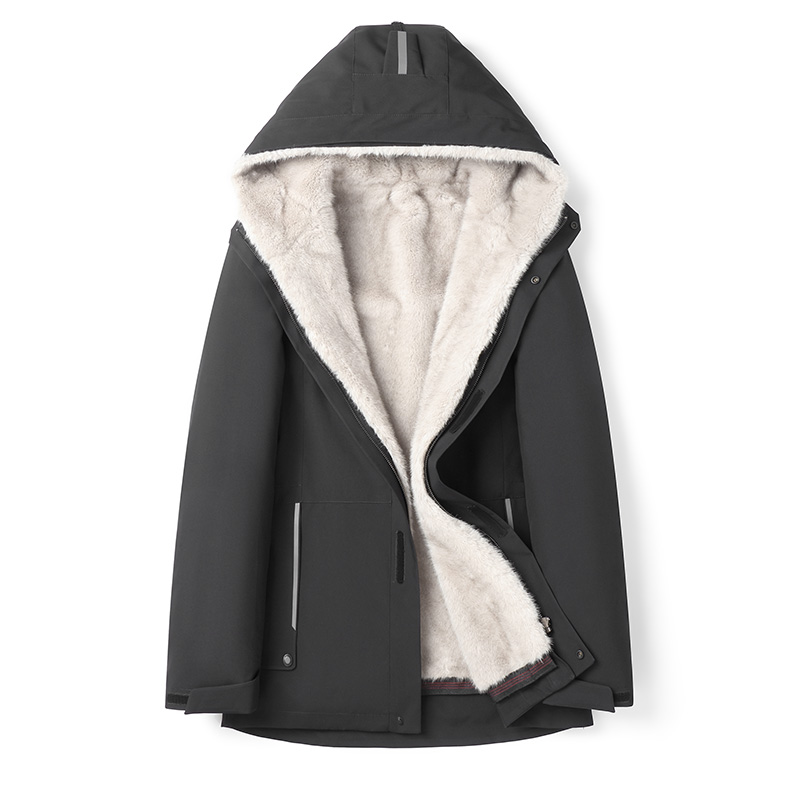 【源头工厂】海宁男士秋冬新款外套连帽可脱卸内胆外套