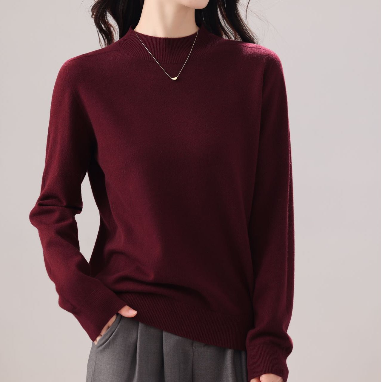 一线成衣无缝半高领羊毛锁温百搭时尚亲肤针织上衣#13103