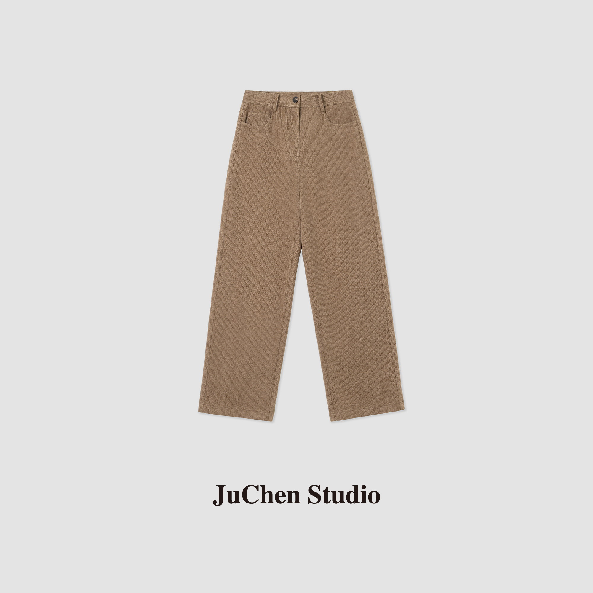 混色人字纹肌理醋酸羊毛垂感西装腰头休闲裤直筒裤FW111782