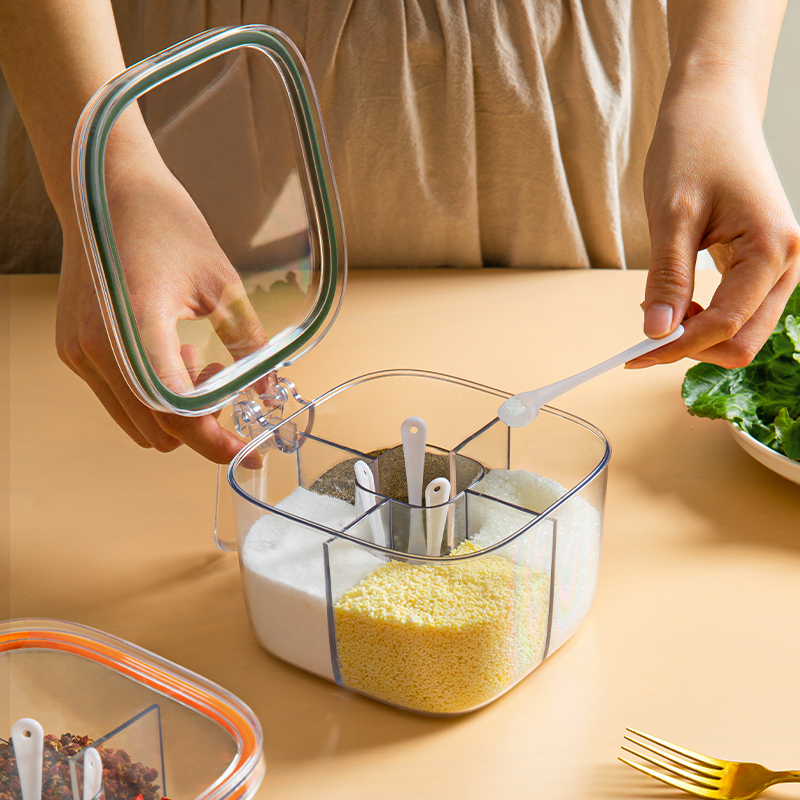 厨房调料罐盐罐厨房调料盒收纳一体多格盐味精胡椒收纳佐料调味瓶