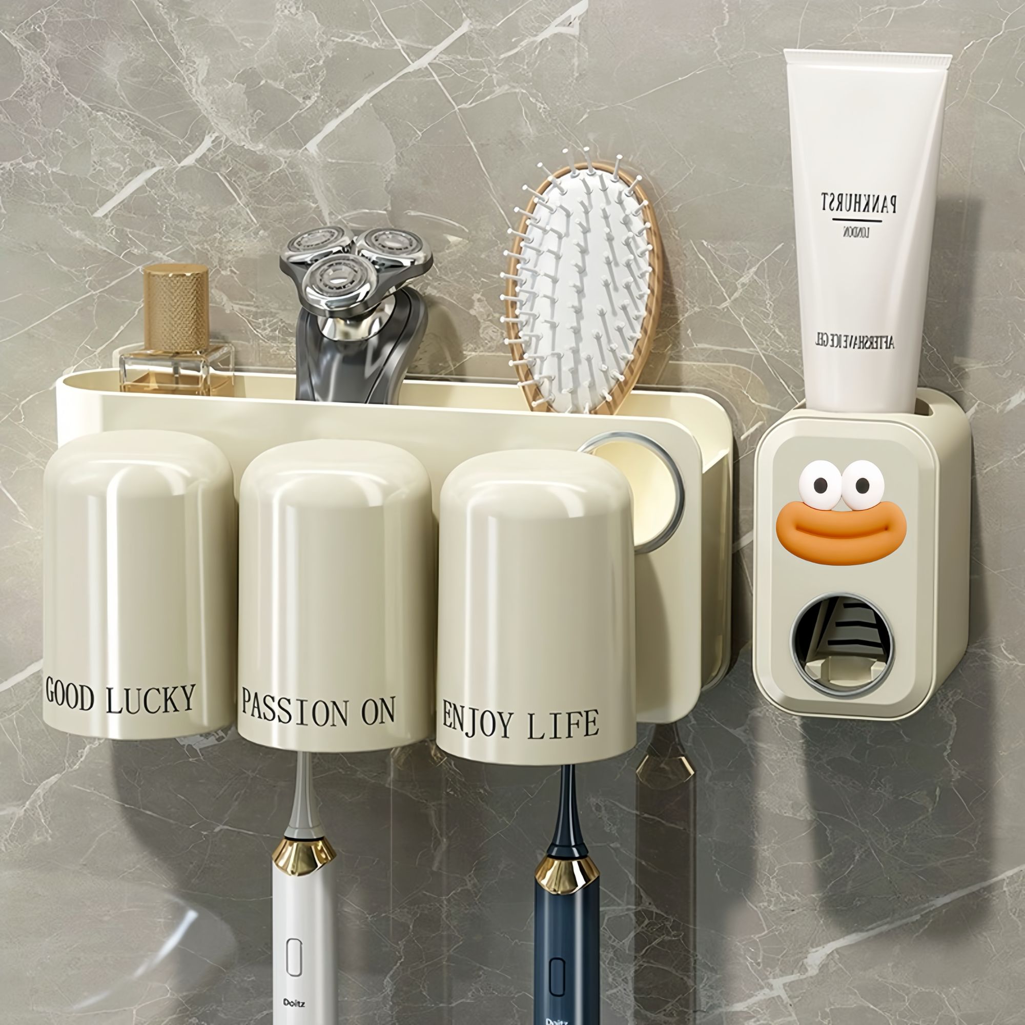 牙刷置物架免打孔刷牙挂墙卫生间壁挂式电动牙刷架牙刷杯牙膏器