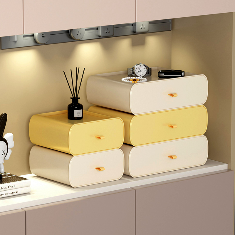 玄关收纳盒摆件放化妆品整理箱客厅办公室桌面抽屉式储物盒置物架