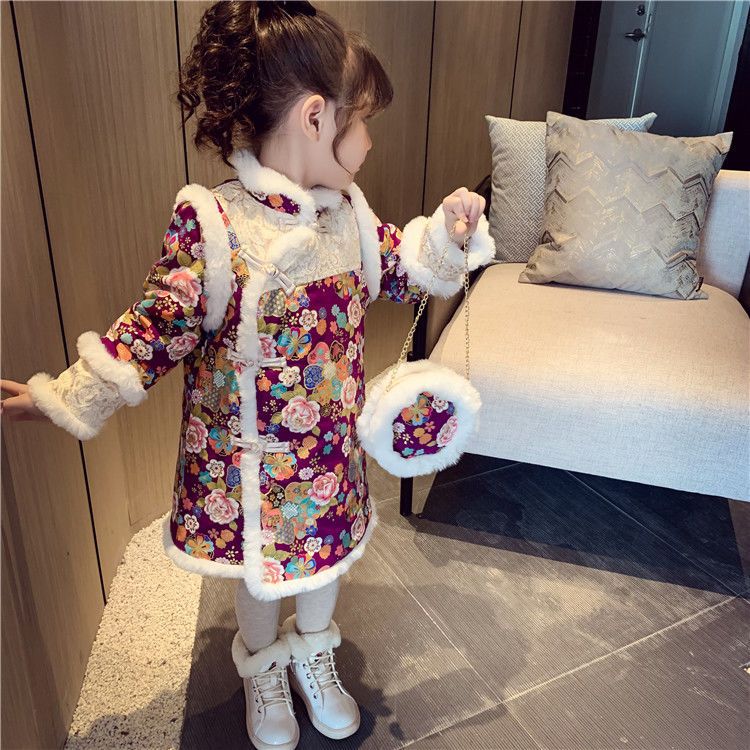小扬哥推荐汉服女童冬装旗袍连衣裙中国风新款拜年服女童洋气唐装