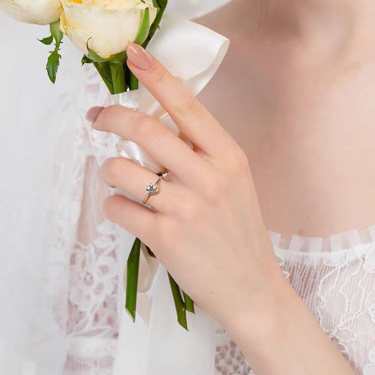 925银莫桑石银制品 【八围一心】S925银时尚轻奢轻手工气质经典简约