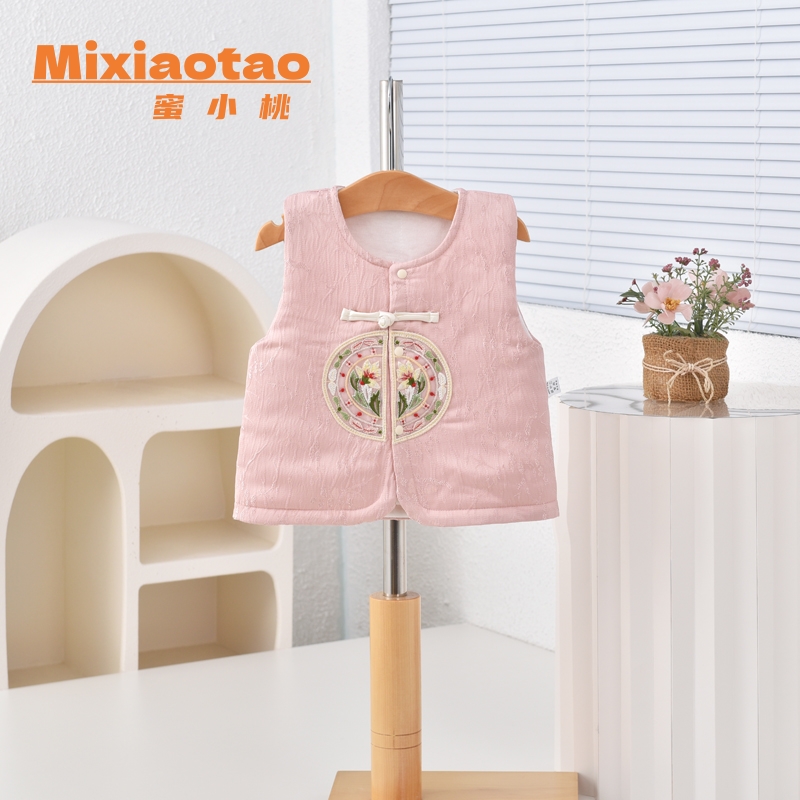 铃兰花 婴儿马甲女宝宝夹棉小背心外穿可爱坎肩春款保暖护肚马夹